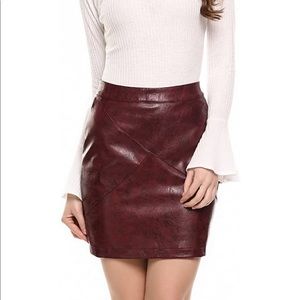 Red Faux Leather Mini Skirt